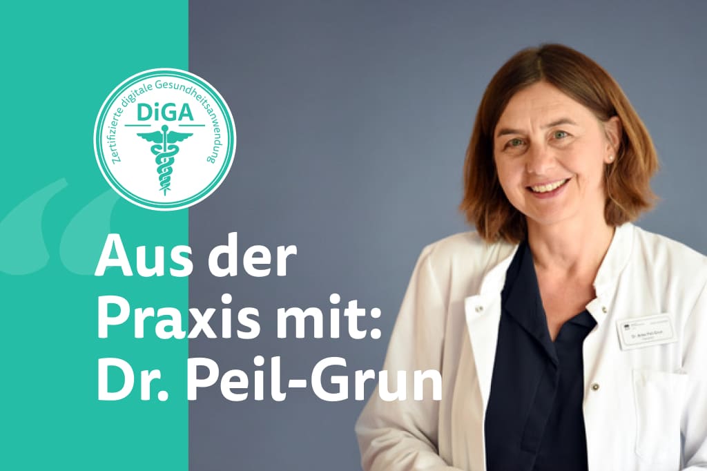 Foto von Dr. Peil-Grun, die über ihre Erfahrungen mit DiGA in der Reha spricht