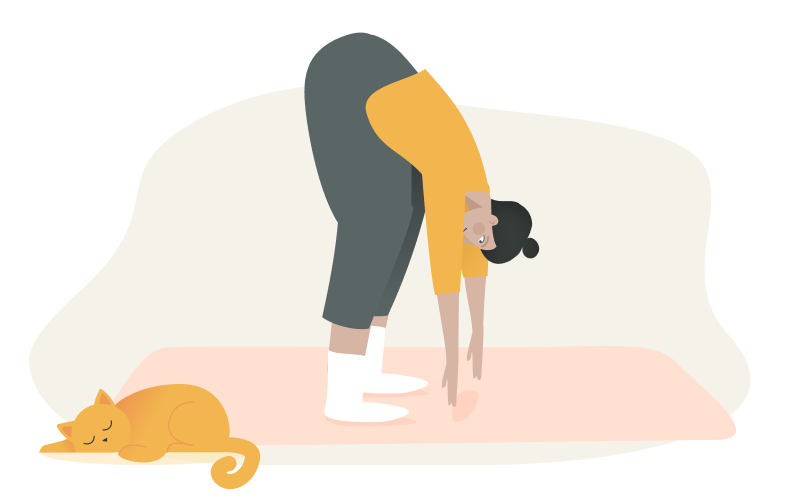 Illustration zeigt die Vorbeuge im Yoga gegen Stress